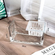 迷你生態魚缸：高透玻璃辦公桌面魚缸，小型造景缸，鬥魚缸，長方形S缸，桌面書桌魚缸, 1個