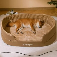 대형견 원형 강아지 침대 매트 고양이 바닥 보온 반려견 반려동물 방석, B. 갈색의 도톰한 디자인 완전 세탁 가능 견고하며 쉽