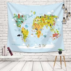 데코포스터 패브릭 애니멀 월드맵 가림막 (대-150X130cm), 본상품