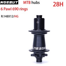 NGEBUT 690 링 자전거 허브 밀폐 베어링 6 볼트 디스크 브레이크 J 벤드 28/32 홀 부스트 MTB HG XD MS1, 10 28H F 148X12 HG_01 6 볼트