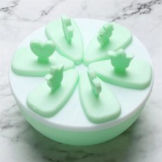 DIY創意冰模 雪糕模具 家用自製冰棒冰棍模型 帶蓋冷飲冰淇淋盒子, 1方圓綠色**共6格, 1個