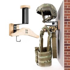 헬맷 거치대 행거 군장 디스플레이 옷걸이 벽걸이형 원목색 용 블랙, B. 검은색