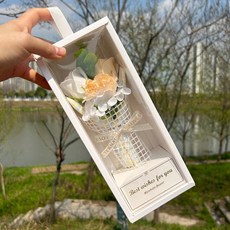 母親節永生花禮盒 康乃馨仿真花禮 生日畢業贈禮, 1個, 繁花似錦-金色