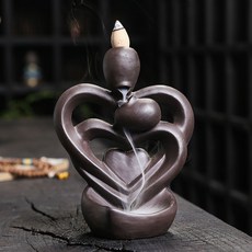 紫砂情人節造型倒流香爐擺件, A款紫砂心有靈犀