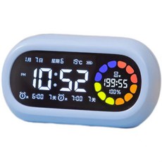 多功能電子鬧鐘，大數字顯示，貪睡功能，日期溫度顯示，簡約時尚, 【彩屏】可视化时间管理器 蓝色