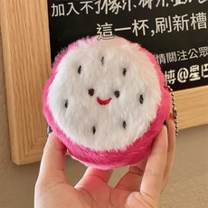 青蘋果毛絨零錢卡包, 毛絨火龍果普通拉鍊款, 1個