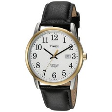 Timex Easy Reader 남성용 가죽 손목시계 블랙/투톤