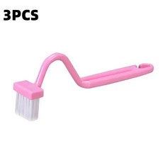 다기능 화장실 청소 브러시 모양 휴대용 스크러버 곡선 측면 구부러지는 핸들 코너, 3PCS Pink, 색상: 3. 3PCS Pink