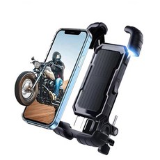 아이수트 반자동 간편한 한손 거치 이중잠금 자전거 오토바이 유모차 퀵보드 휴대폰 거치대, 원터치 자전거 휴대폰 거치대 블랙