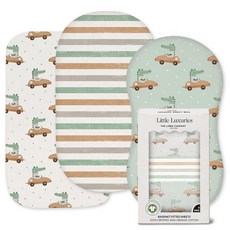 100% 유기농 면 아기 침대 시트 3팩 - Baby Delight Halo 아기 침대 겸용 회전 슬리퍼 Graco & Chicco 아기 침대 매트리스에 적합 - 여아 및