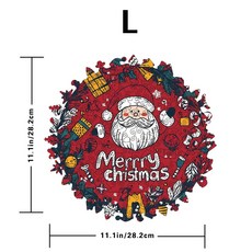 Liha 耶誕節卡通版耶誕老人不規則異型拼圖，成人異型拼圖高難度挑戰益智解壓款，木盒裝可製作存錢罐精美禮品, 1個, 耶誕老人