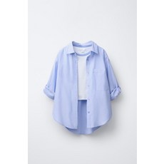 [국내배송] 자라 ZARA 스트라이프 셔츠 및 배색 립넥 티셔츠 팩 - 블루 937930