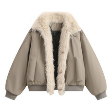 山貂情侶款冬季休閒潮流加絨加厚短款棉服外套