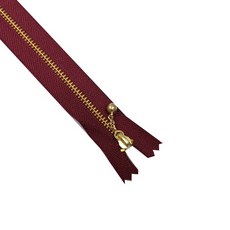 【YKK】日本YKK 8吋金屬拉鍊 銅拉鍊 珠鍊頭拉鍊【佰昇國際 Baisheng】(3入/包) 日本原裝進口, 1個, 暗紅(8吋)(約20cm)(3條), 暗紅