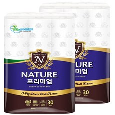 네이쳐 프리미엄 3겹데코 30롤티슈, 2개, 30개입
