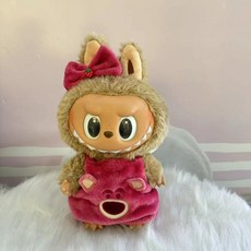 라부부 팝아트 인형옷 labubu 아기 옷 대형 인형 액세서리 헤어악세사리 공주 스커트 바지 드레스, 38cm 피복을 착용 가능, 9 딸기 리본 곰돌이 점프수트 세트