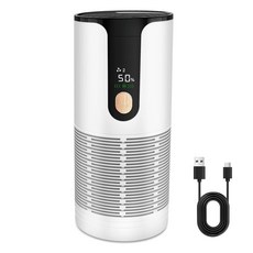 Arint 미니 자동차 공기 청정기 - 트루 헤파 휴대용 소형 청정기 LCD 디스플레이 15dB 조용함 USB-C 충전 자동차/사무실/책상/여행에서 연기/먼지/애완 동물, Arint 미니 자동차 공기 청정기 - 트루 헤파 휴대, 연한 녹색