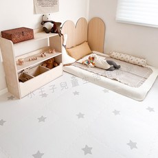 巧拚地墊 爬行墊 爬爬墊 拼接墊 遊戲墊 泡沫地墊 家用寶寶拼接保護墊 加厚防水防潮 兒童拼圖 居家拼接地墊, 小熊:米色底【奶酪色】,【4片】60*60*1.4CM