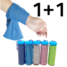 선밸런스 빅사이즈 기능성 스포츠 쿨타올 대형 냉감 아이스 운동 수건 1+1, 1세트, 스카이블루+그레이