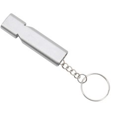 戶外求生高頻高音哨子 登山徒步應急裝備 金屬口哨 便攜耐用, 鋁合金銀色雙孔, 1個