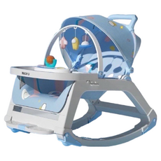 八合一多功能嬰兒音樂搖椅/餐椅 遛娃神器, 藍色