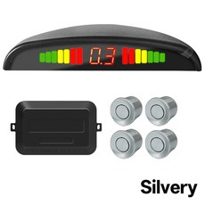자동차 LED 주차 센서 키트 후진 백업 레이더 모니터 시스템 백라이트 디스플레이 4개의 포함 12V 차량용, 01 silver