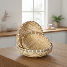 대나무채반 대나무 채반 바구니 3p 세트 25 28 30cm 주방, 1개