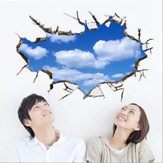 3D 입체 벽지 셀프 인테리어 거실 침실 벽시트지 자가접착식 방꾸미기 배경지, 2_하늘