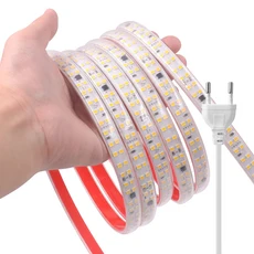 220V 스위치 LED 스트립 조명 5m 10m 20m EU 전원 플러그 키트 2835 240LED/m 유연한 테이프 방수 따뜻한, 02 발광 색상2, 21 26m, 03 따뜻한 흰색