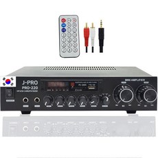 J-PRO 국산앰프 PRO-220 2채널 220W 블루투스 카페 업소용 매장용 앰프+리모콘+PC선 1.5M 포함, J-pro SM-200Q