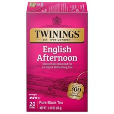 Twinings 디카페인 차이 개별 포장 백 100개(1팩) 달콤하고 맛있는 향신료 뜨겁거나 차갑게 즐기기 티백 100개 184759, 20개(1팩), 잉글리시 애프터눈