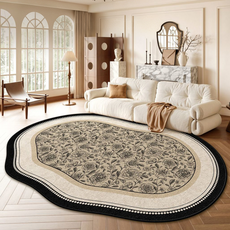 Radearl 프렌치 레트로 무드 비정형 워셔블 카페트 부드러운 빈티지 거실 러그