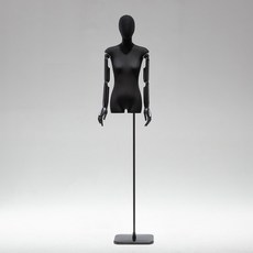 黑色扁身模特道具平胸韓版半身櫥窗陳列女裝服裝店模特展示架全身櫥窗模特兒 擺攤人檯模特兒 人形模特兒, 黑扁身/黑色加厚方板/黑色手/帶頭