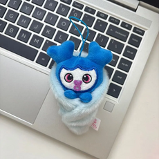 可愛粉色玩偶吊飾 柔軟材質 精緻細節 包包鑰匙圈裝飾, 藍色, twice兔 聯名gigo 奶嘴lovely 繈褓lovely掛件