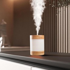 Bamboo 초음파 미니 가습기 400ml 조용한 데스크탑 듀얼 LED 야간 조명 USB-C 전원 자동 차단 침실 책상 사무실 및 여행용 휴대용 소형 방 에어 모이스, 1