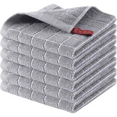 6팩 100% 면 테리 주방 접시 천 설거지용 매우 부드럽고 흡수성 접시 타월 12 x 12인치, 밝은 회색
