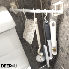 딥포유 다용도 욕실 스퀴지 청소솔 브러쉬 거치대 세트, 1세트, 화이트