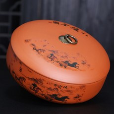 보이차 보관용기 항아리 찻잎 저장 세라믹 다도, 1개, 2_차병 캔 팔각 전체 그림