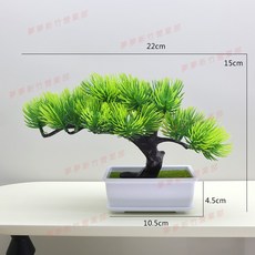嘉義出貨 彷真松樹迎客鬆盆景擺件室內客廳玄關裝飾假花綠植小盆栽桌面植物, 新白色10長+34號美人鬆 綠色, 1個
