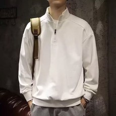 長袖半拉鍊立領衛衣 白色