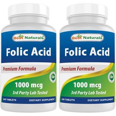 최고의 천연 엽산 1000 mcg ( B9) 240정, 1000 mcg (Pack of 2), 2개
