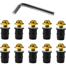 MUQIDA 10 PCS 모터사이클 윈드실드 볼트 나사 키트 알루미늄 합금 윈드스크린 본체 고정 장치 페어링용 렌치가 장착된 범용 장착 볼트황금, Golden