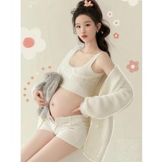 만삭크롭티 크롭 니트 가디건 세트 만삭 주수 사진 촬영 빅사이즈 편안한