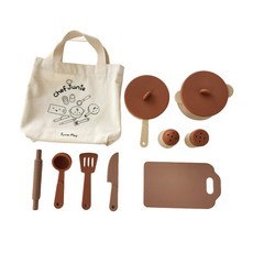 셰프쥬니 실리콘 주방놀이 소품 유아 어린이 돌 아기 주방놀이 세트, 브라운, 1개