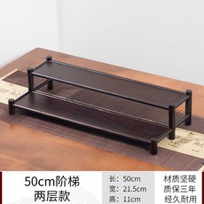 賣場新品楠竹置物架茶杯架桌面收納架新中式置物架茶具收納架小博古架茶壺茶杯展示架功夫茶配件需拼裝, 1個, 【整装阶梯】40两层矮款