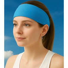 涼感運動髮帶 頭巾 男女通用 透氣彈性大 雙層吸汗 舒適無勒感, 1個, 天藍色-涼感髮帶