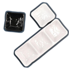 사땨 멜라민 종지 특 1구 2구 3구 흑스톤 백스톤 블랙 유광 식당용 미니찬기 흰색검정, 특정초장 흑스톤 DS-6935