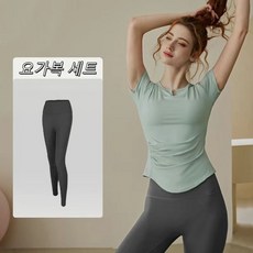 VIISHOW 여성 여름용 요가복 스포츠 세트 필라테스복 반팔티+레깅스