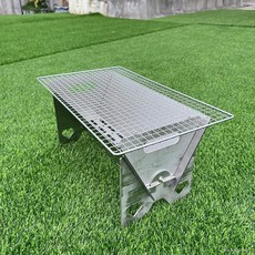【A 優選】不鏽鋼燒烤網鐵絲網格 小格瀝油網架工具 燒烤爐燒烤架 不鏽鋼可拆卸燒烤爐 便攜式卡片燒烤爐 家用野炊碳烤, 1個, 2mm（碳鋼）400X205X210, 400X205X210