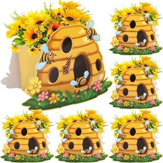 꿀벌 모티브 꽃 상자 소품, 1세트, 노란색